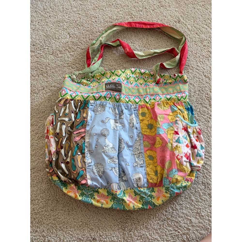 Matilda Jane Patchwork Circus Floral Cotton Tote Bag Multicolored